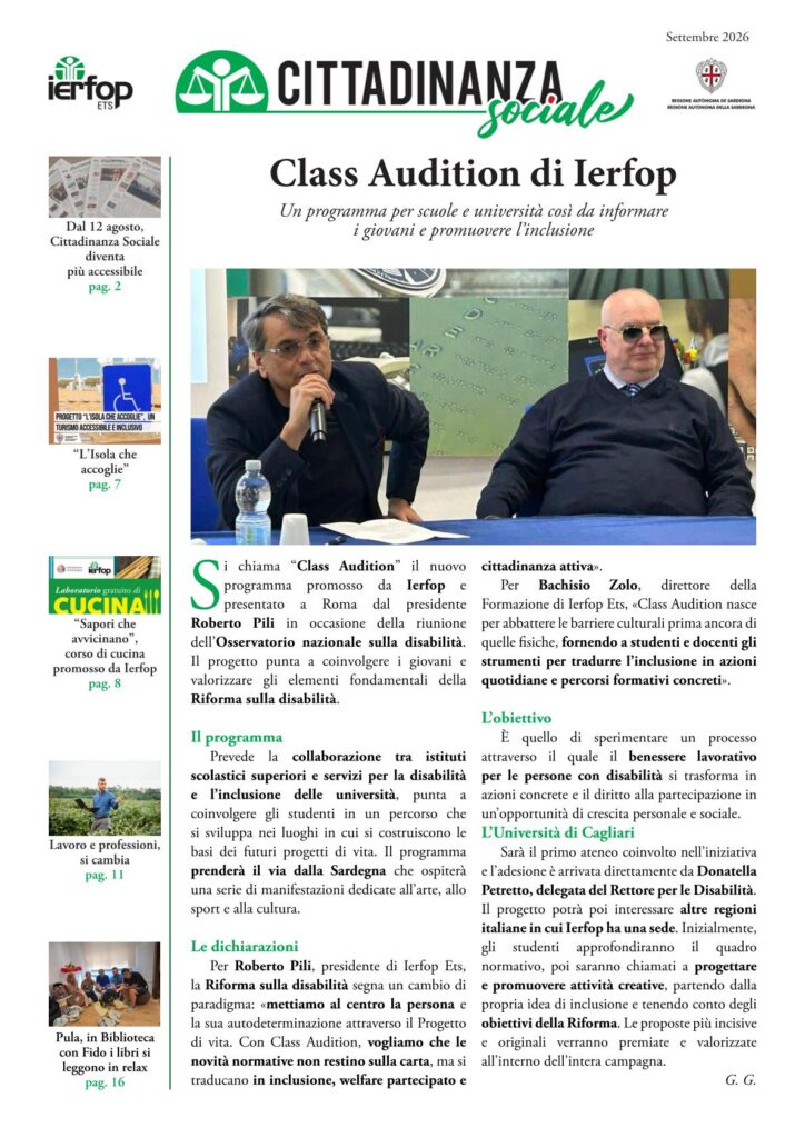 Copertina del periodico di settembre 2026
